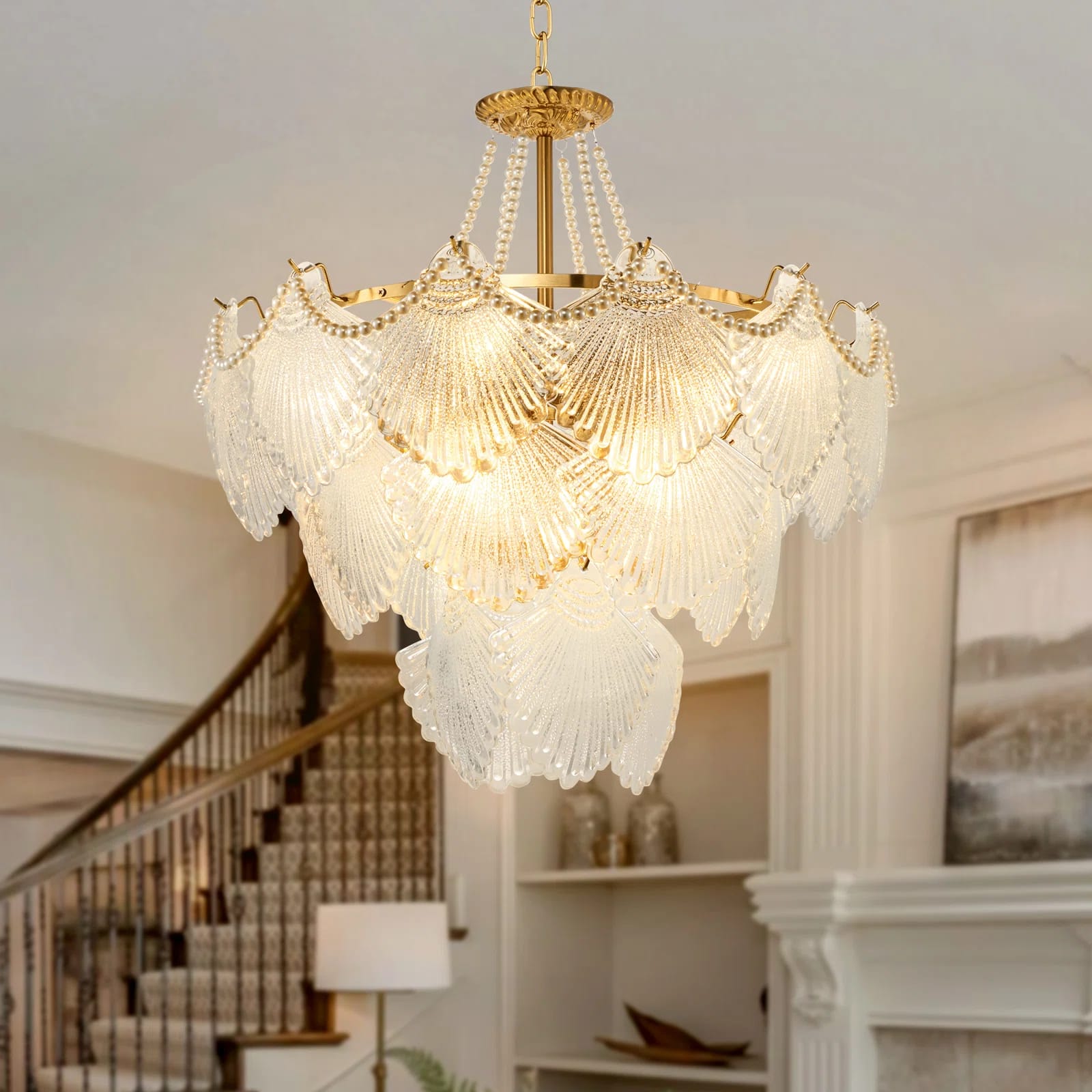 Jabali 8 - Light Dimmable Tiered Chandelier with Gold Finsh