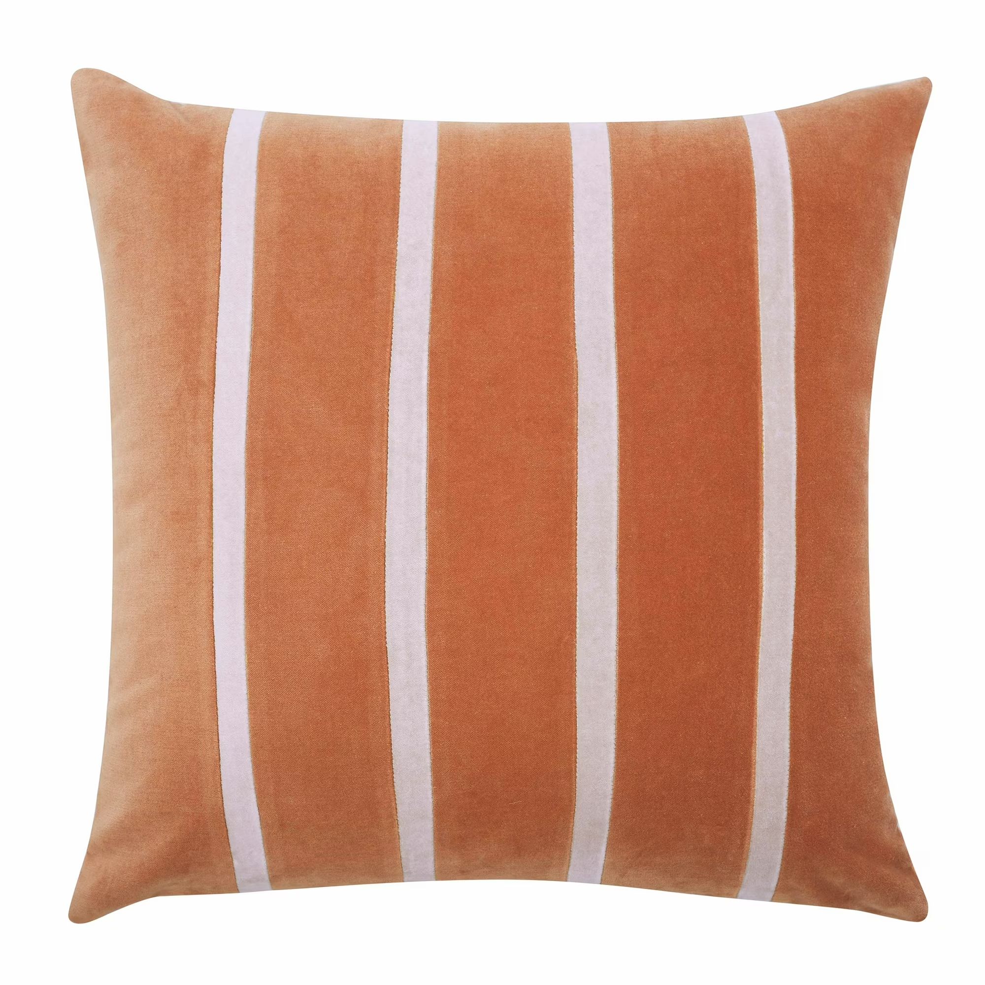 Beautiful by Drew Barrymore 20"x20" Velvet Terracotta Stripe pillow