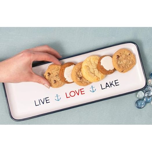 Pavilion Gift Company 67538 12 Inch Stoneware Serving Tray Live Love Lake