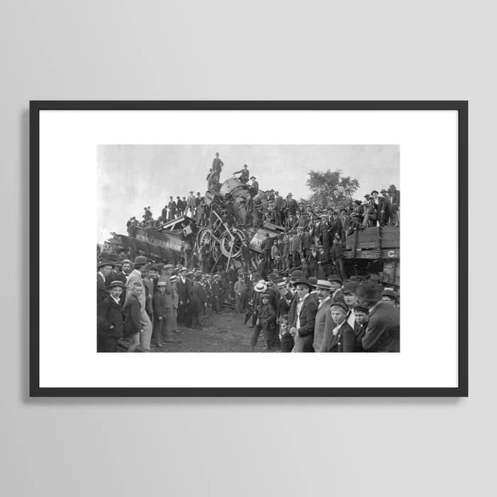 1896 Train Wreck, Buckeye Park in Lancaster, Ohio Black and White Photography / Photograph Art Print