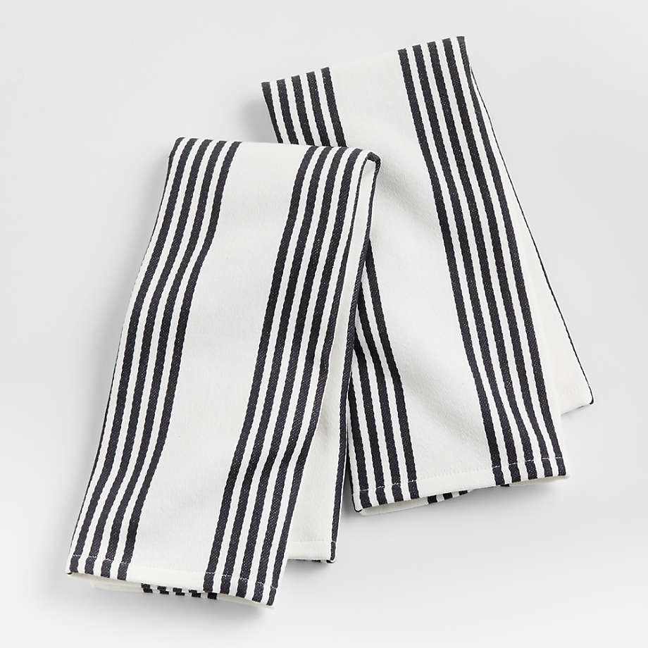 Cuisine Stripe Black Organic Cotton Kitchen Towels, Set of 2 SAVE TO FAVORITESCUISINE STRIPE BLACK ORGANIC COTTON KITCHEN TOWELS, SET OF 2