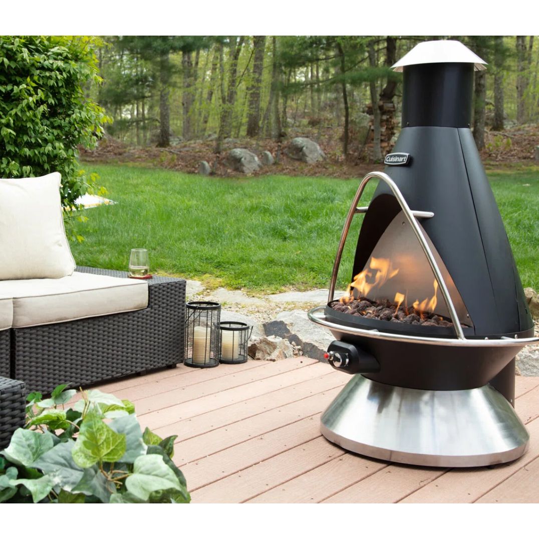 Cuisinart Chimenea Propane Fire Pit 40000 Btu Coated Steel Outdoor Propane Heater With Lava Rocks And Directional Heat Adjustable Fire Pit With Safety Shutoff For Patios And More