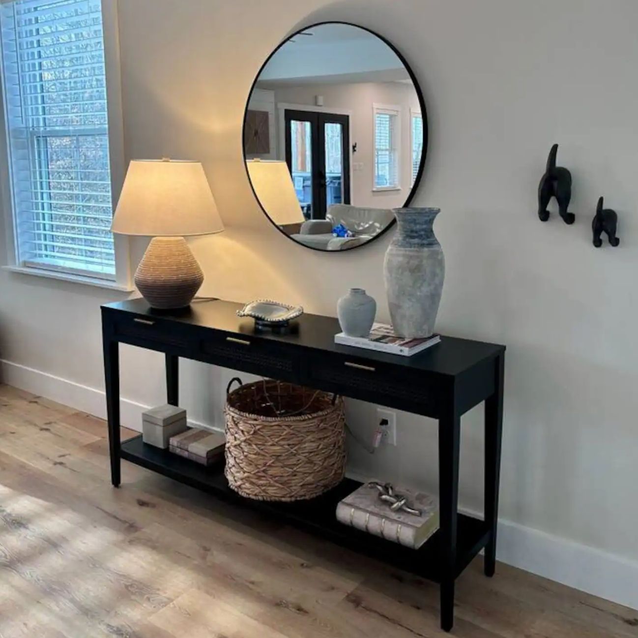 East Bluff Woven Drawer Console Table Black - Threshold™ Designed With Studio Mcgee: Modern Storage, Metal Hardware