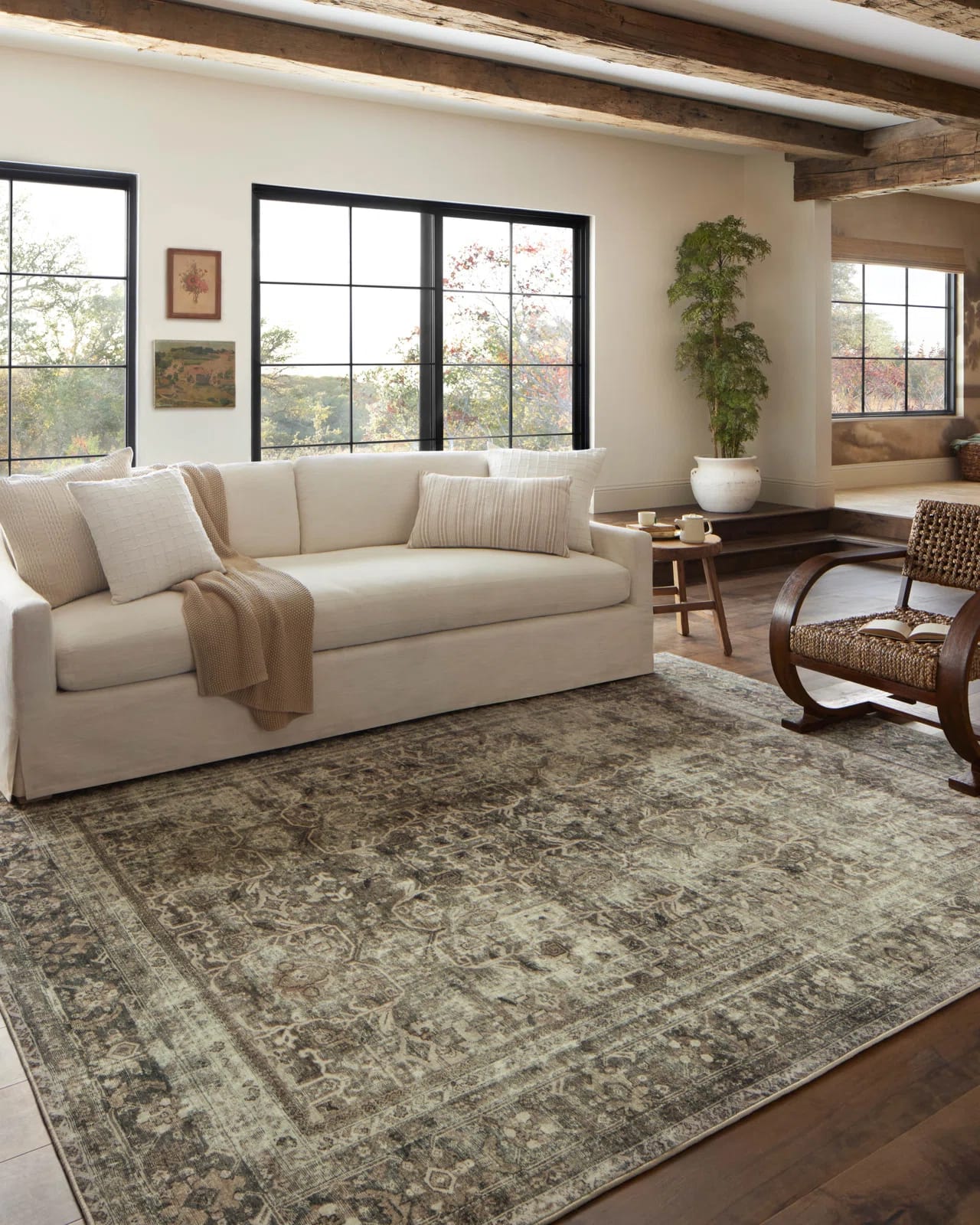Magnolia Home By Joanna Gaines X Loloi Sinclair Machine Washable Pebble / Taupe Area Rug