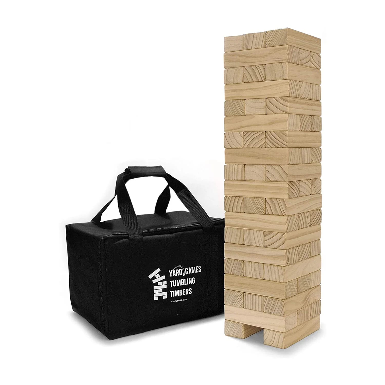 Yard Games Giant Tumbling Timbers Wood Stacking Party Tailgate Backyard Game Indoor Outdoor with Carrying Case