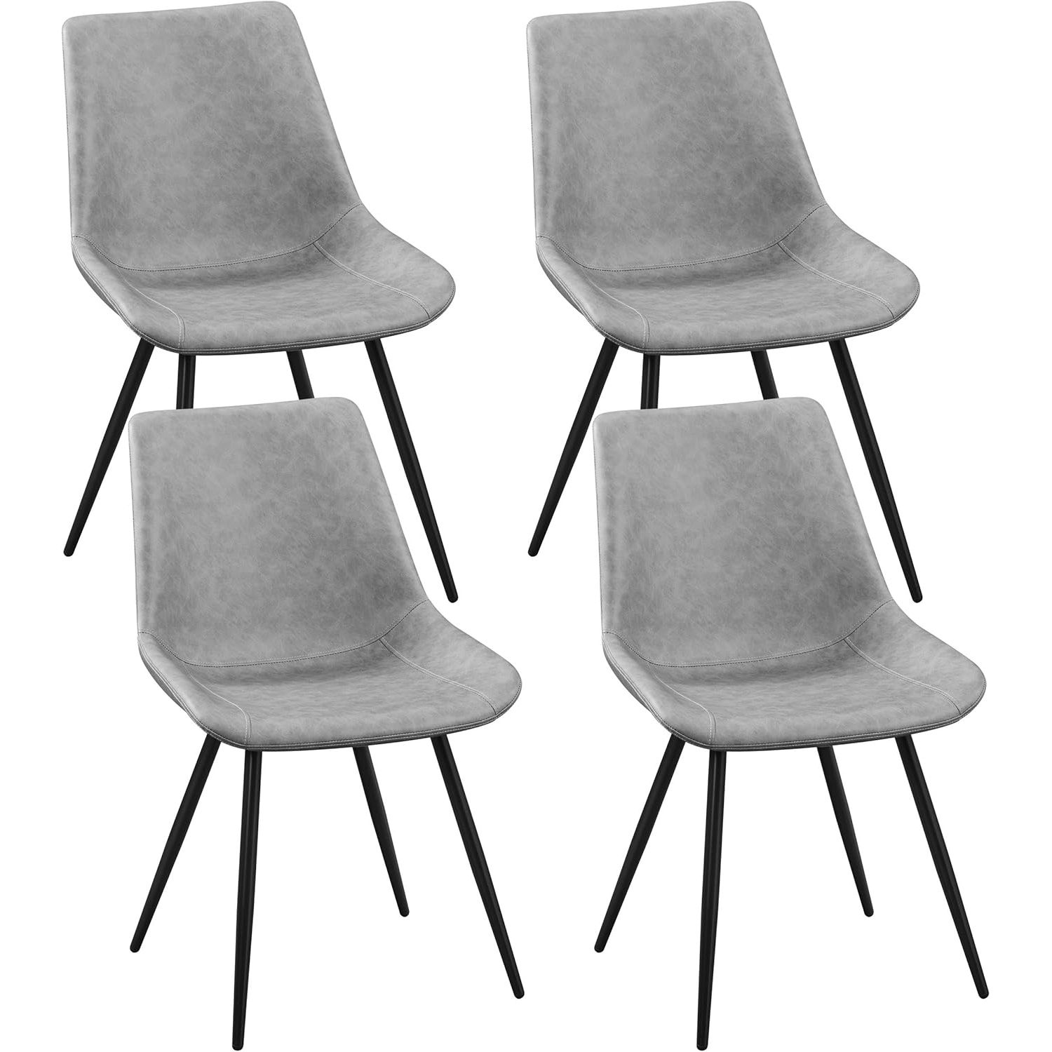 Yaheetech Dining Room Chairs Set Of 4 Upholstered Kitchen Dining Chairs Mid Century Modern Dining Chairs With Faux Leather Metal Legs For Kitchen Dining Room