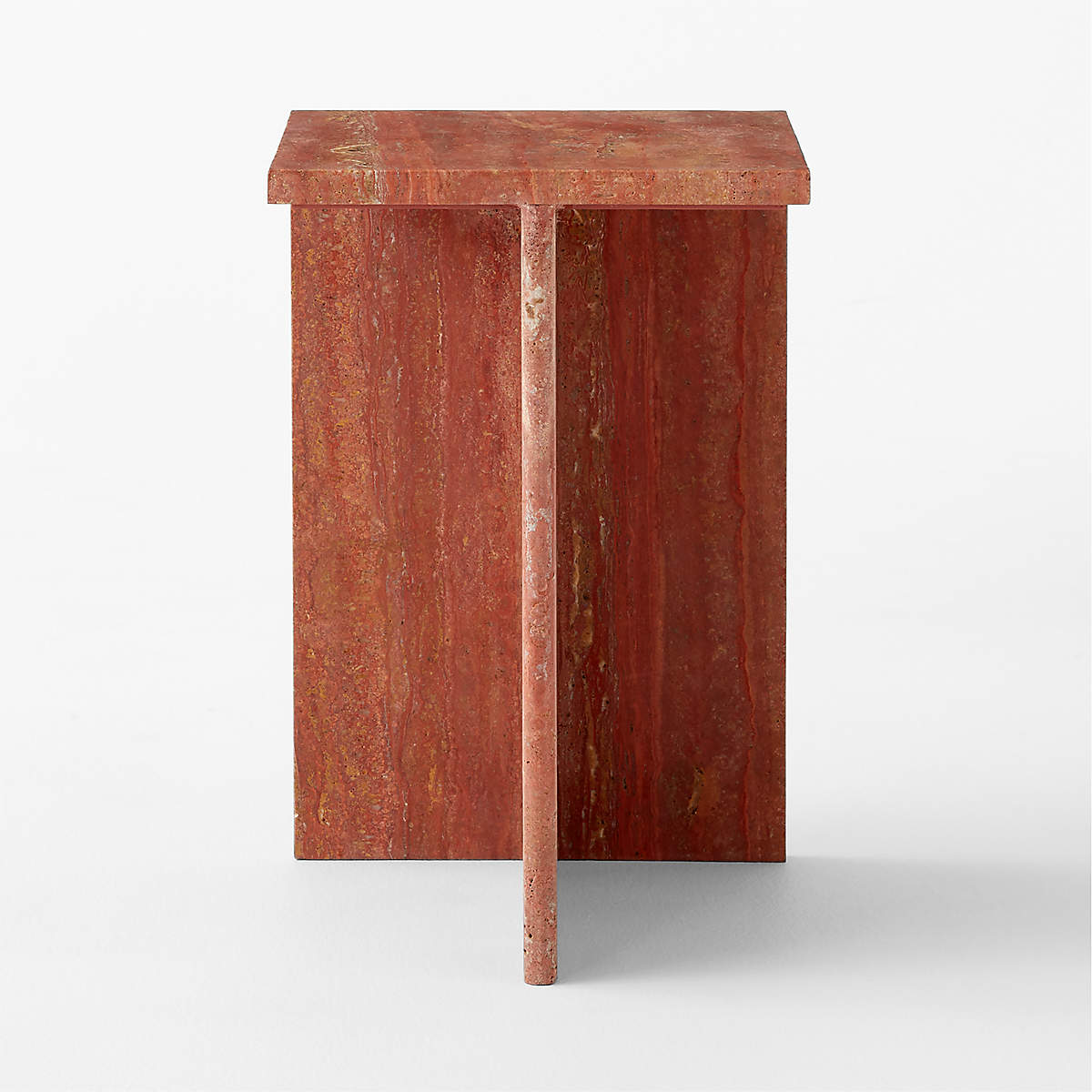 T Red Travertine Side Table Tall