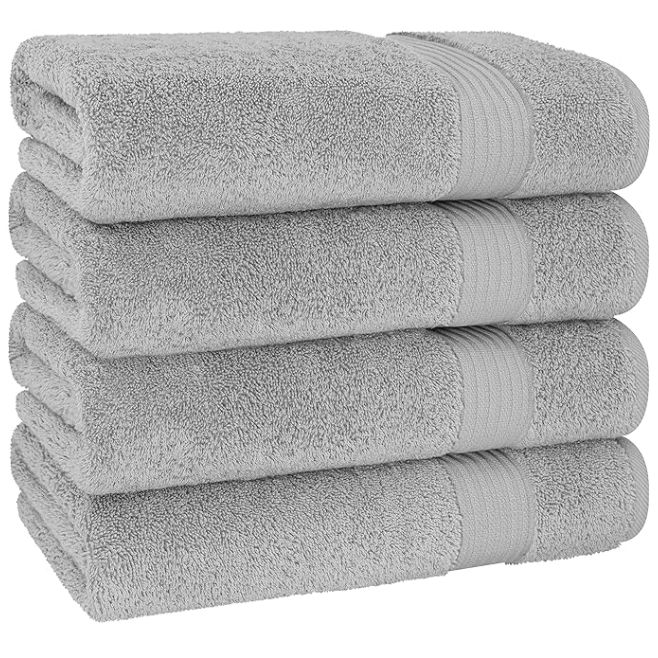 Cotton Paradise 6 Piece Towel Set 100% Cotton Soft Absorbent Turkish Towels For Bathroom 2 Bath Towels 2 Hand Towels 2 Washcloths Light Gray Towel Set : Home & Kitchen