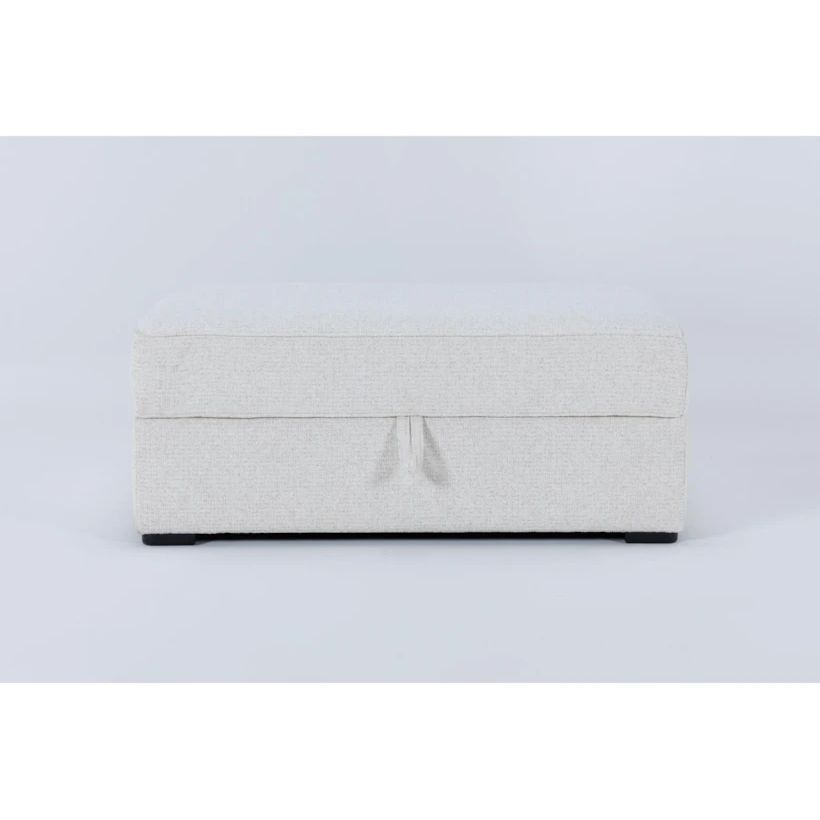 Belinha II Opal White Fabric Rectangle Storage Ottoman