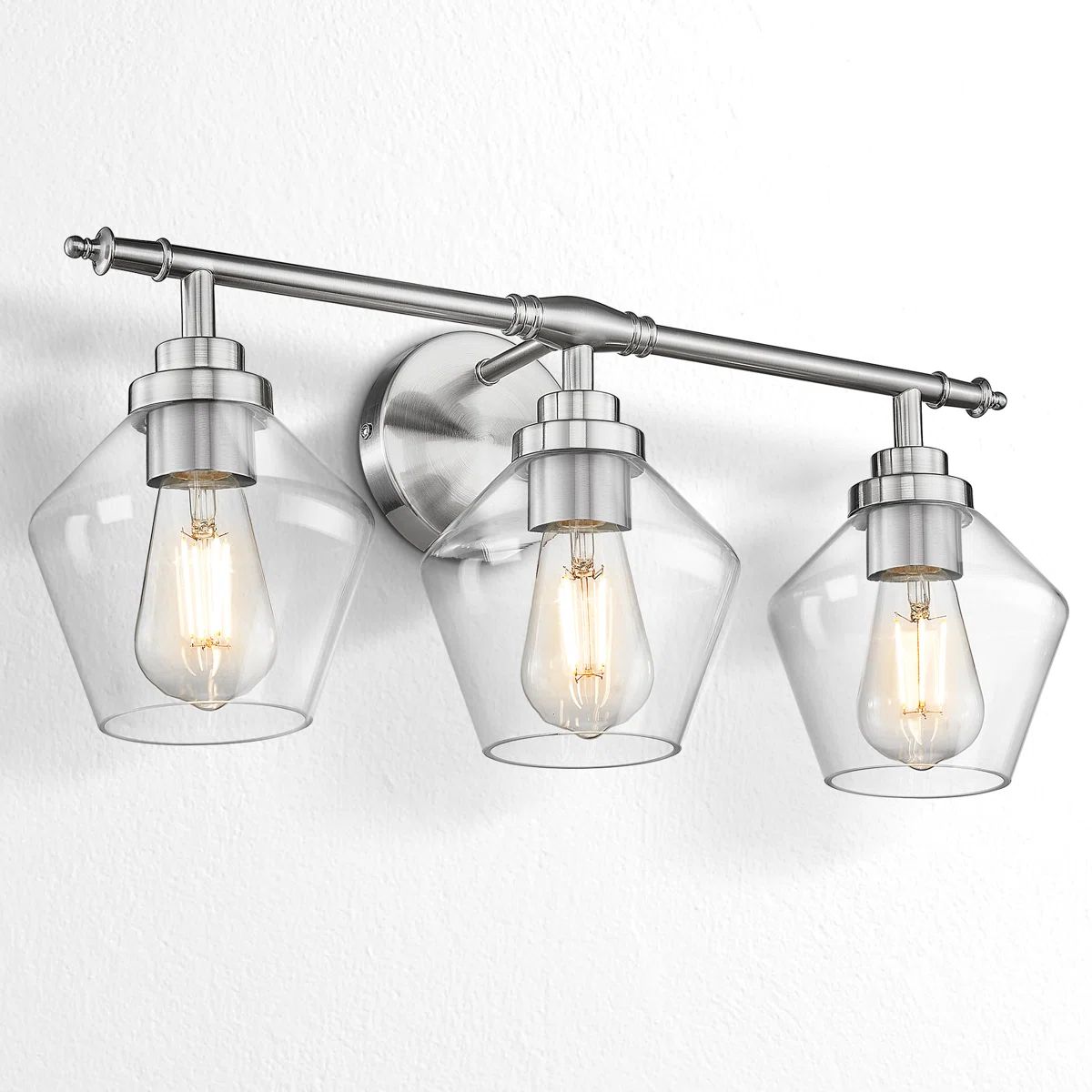 4 - Light Vanity Light Clear Glass Diamond Shade, Black