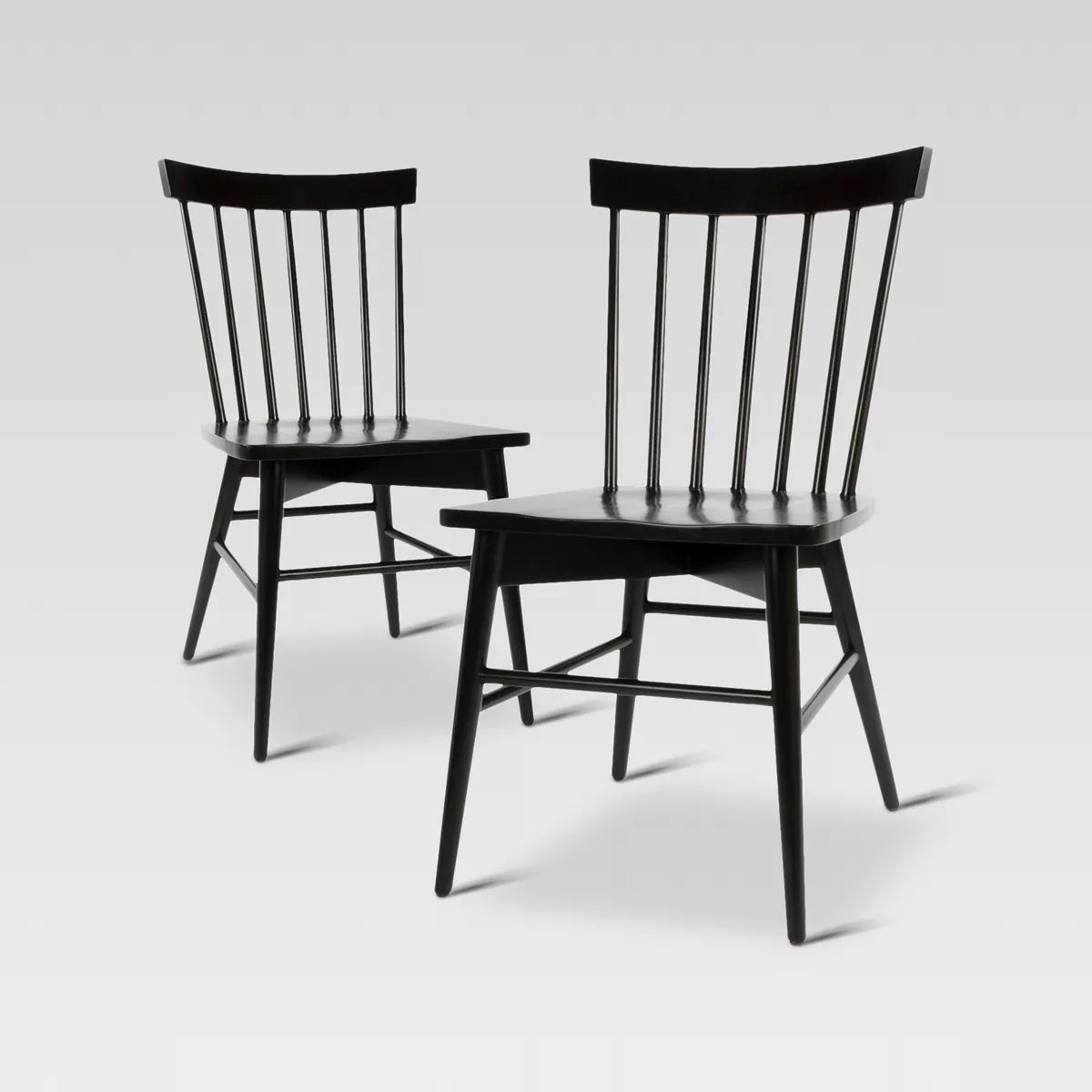Set Of 2 Windsor Dining Chair Black - Threshold™: Hardwood Frame, Non-upholstered, Vintage Farmhouse Style