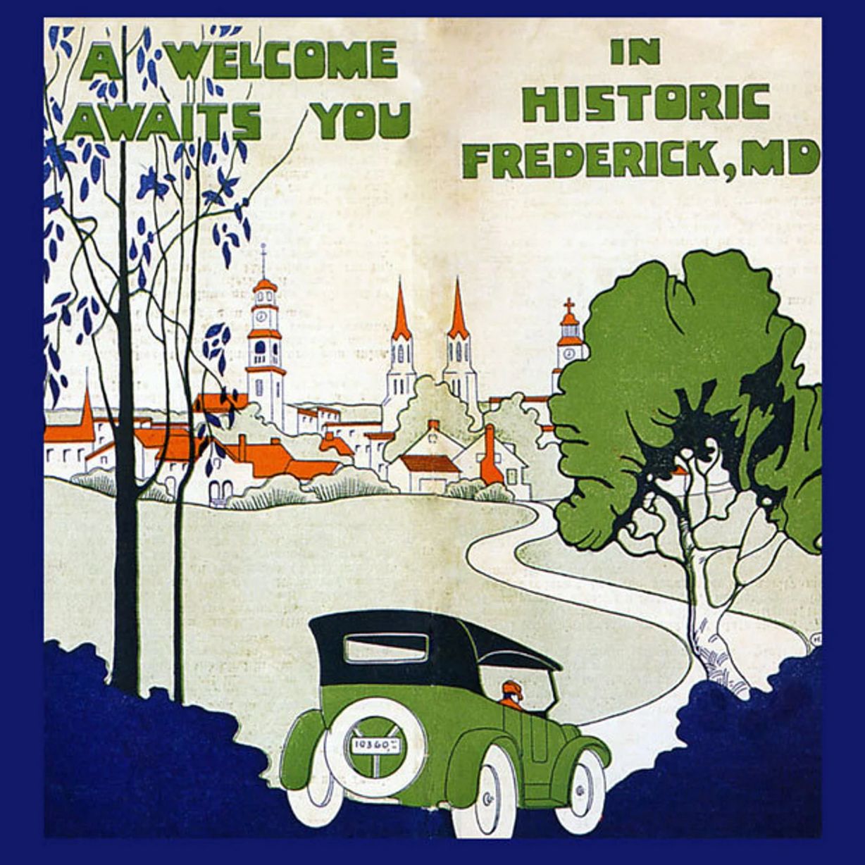 Maryland Historic Frederick Maryland Welcomes You:  Vintage Poster Repro