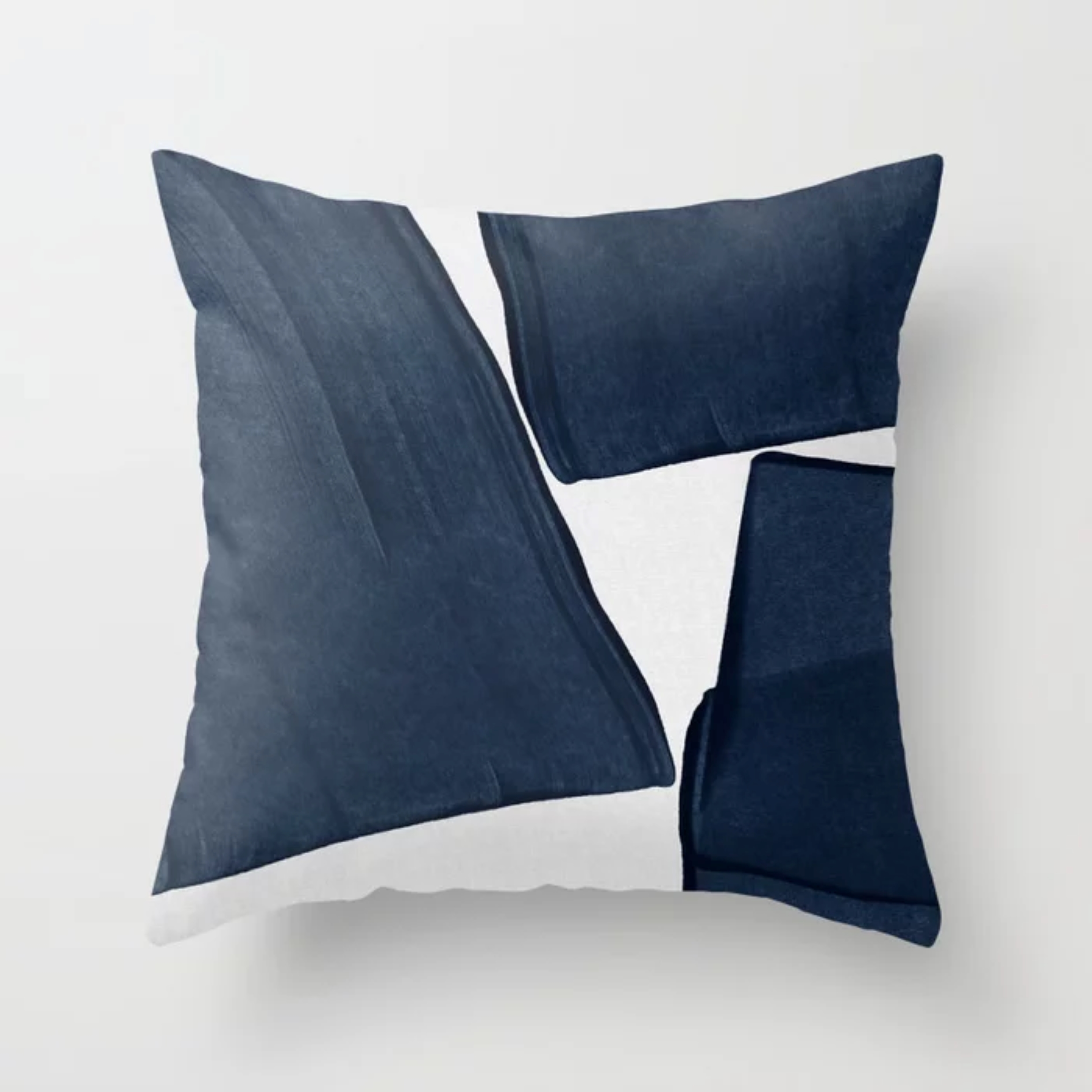 Minimalist Painting Blue III, Mid Century Modern Throw Pillow