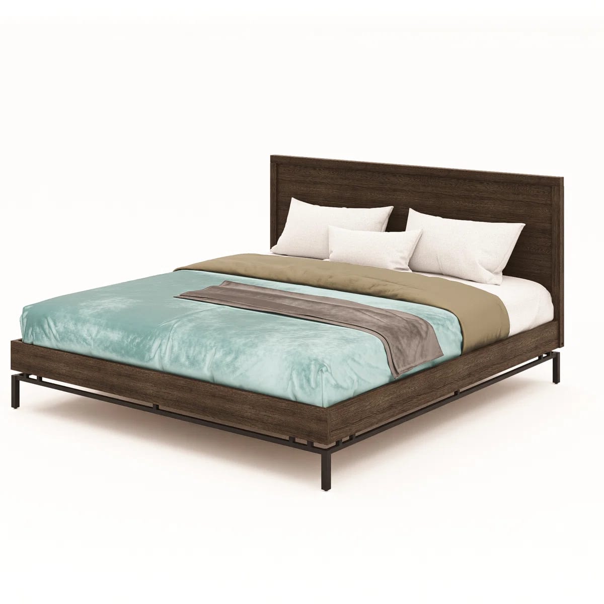 Zuniga Wooden Platform Bed Frame Solid Wood & Metal Leg Mid-Century Design, 15-Year Warranty