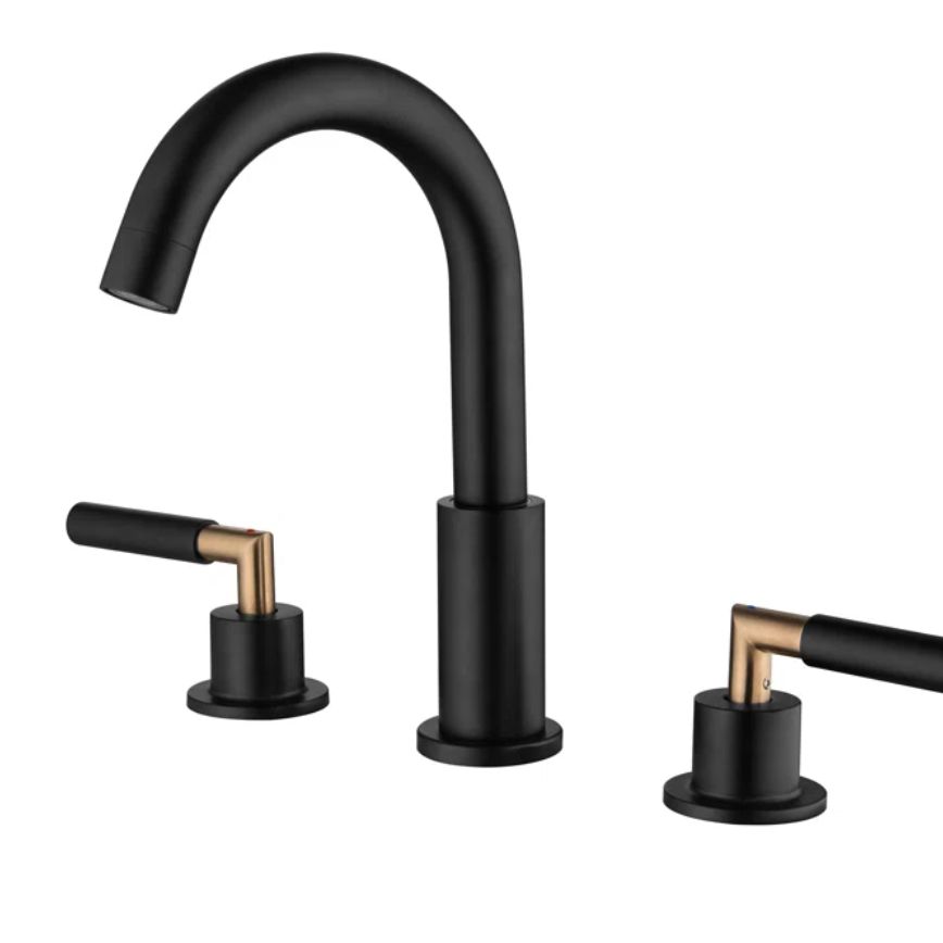 Designer Collection 866 Deck Mounted Solid Brass Bathroom Sink Faucet 8 Inch Widespread Bathroom Faucet
