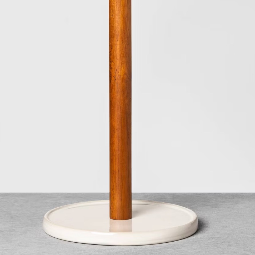 Stoneware & Wood Paper Towel Holder Cream/brown - Hearth & Hand™ With Magnolia: Glazed Finish, Spot Clean, Tabletop Design