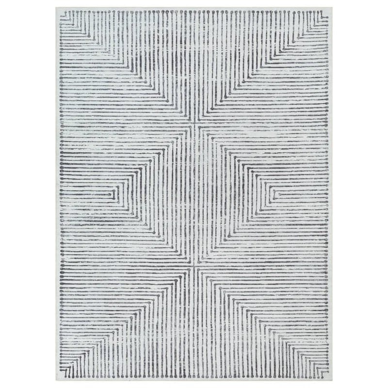 Washable Non-Slip Modern Rug - Ivory / Black - Entryway, Hallway, Bathroom, and Kitchen
