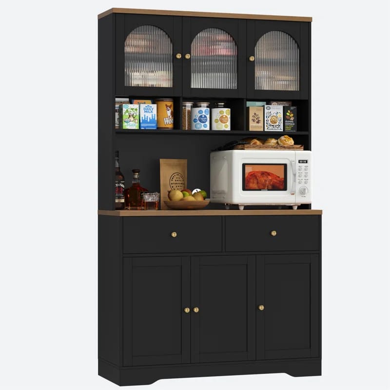 Kenilworth 70.9"H Stand Alone Kitchen Pantry: High-Quality Wood with Microwave Shelf & Drawers