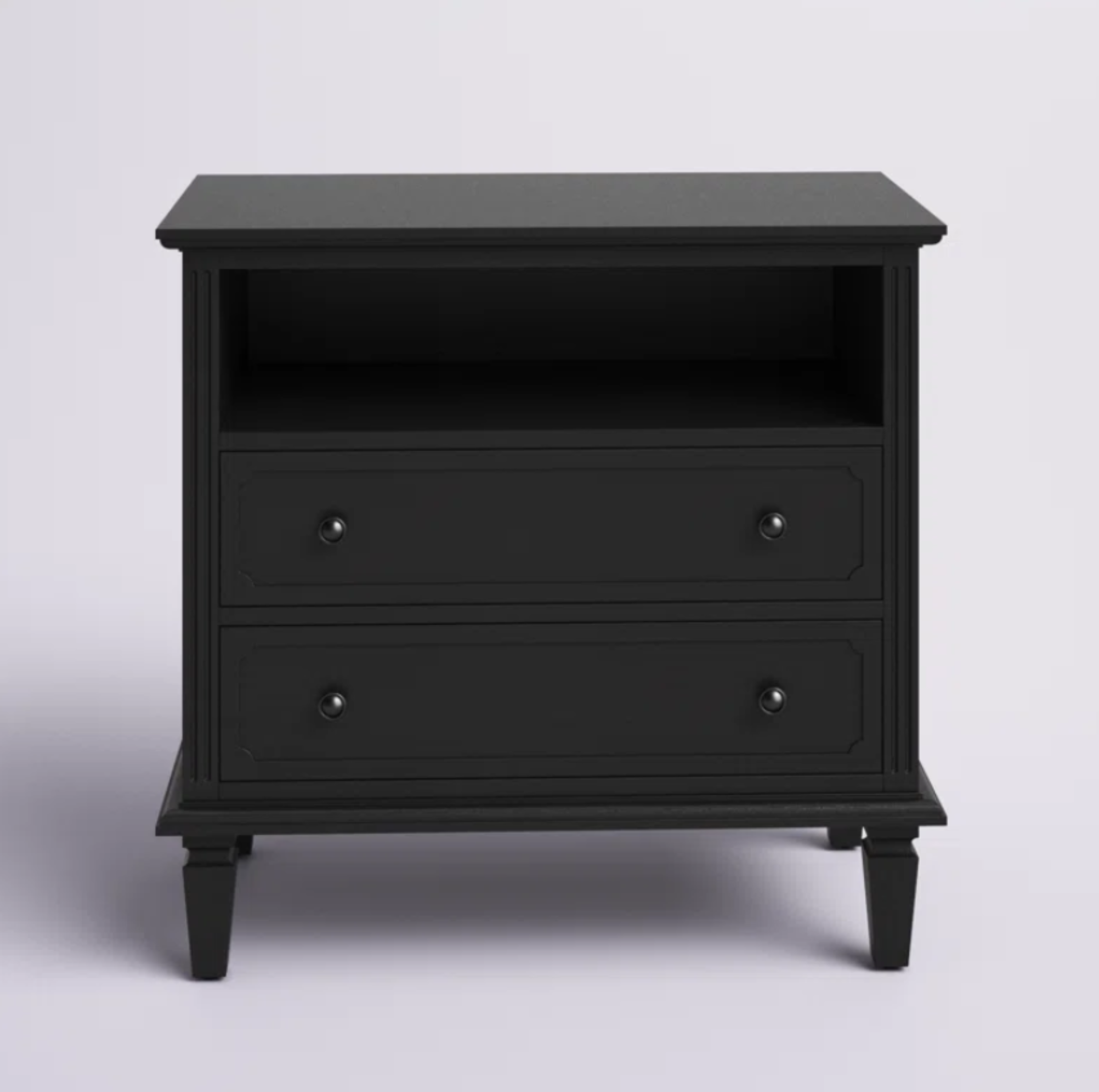 Amberlyn 2-Drawer Nightstand with Built-In Outlets and Solid Wood Legs