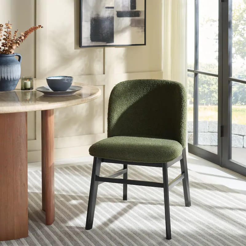Safavieh Home Norman Dining Chair - 20"W x 22"D x 32"H - Dark Green/Black