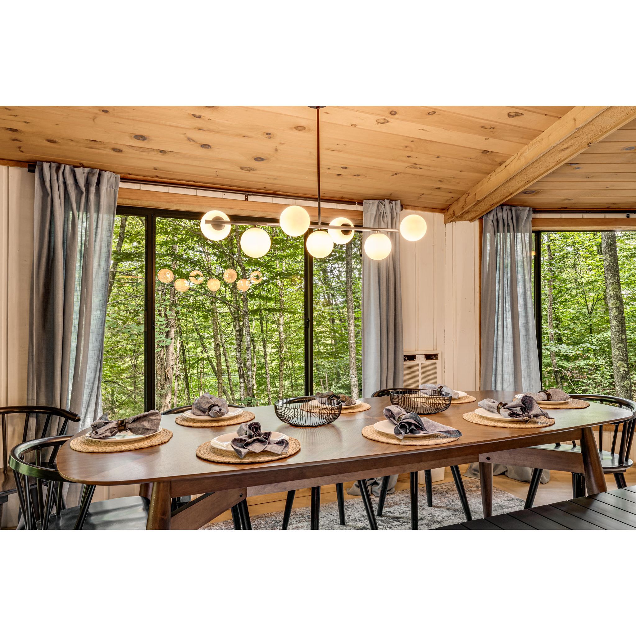 Modern Linear Chandelier 7-Lights Mid-Century Globe Ceiling