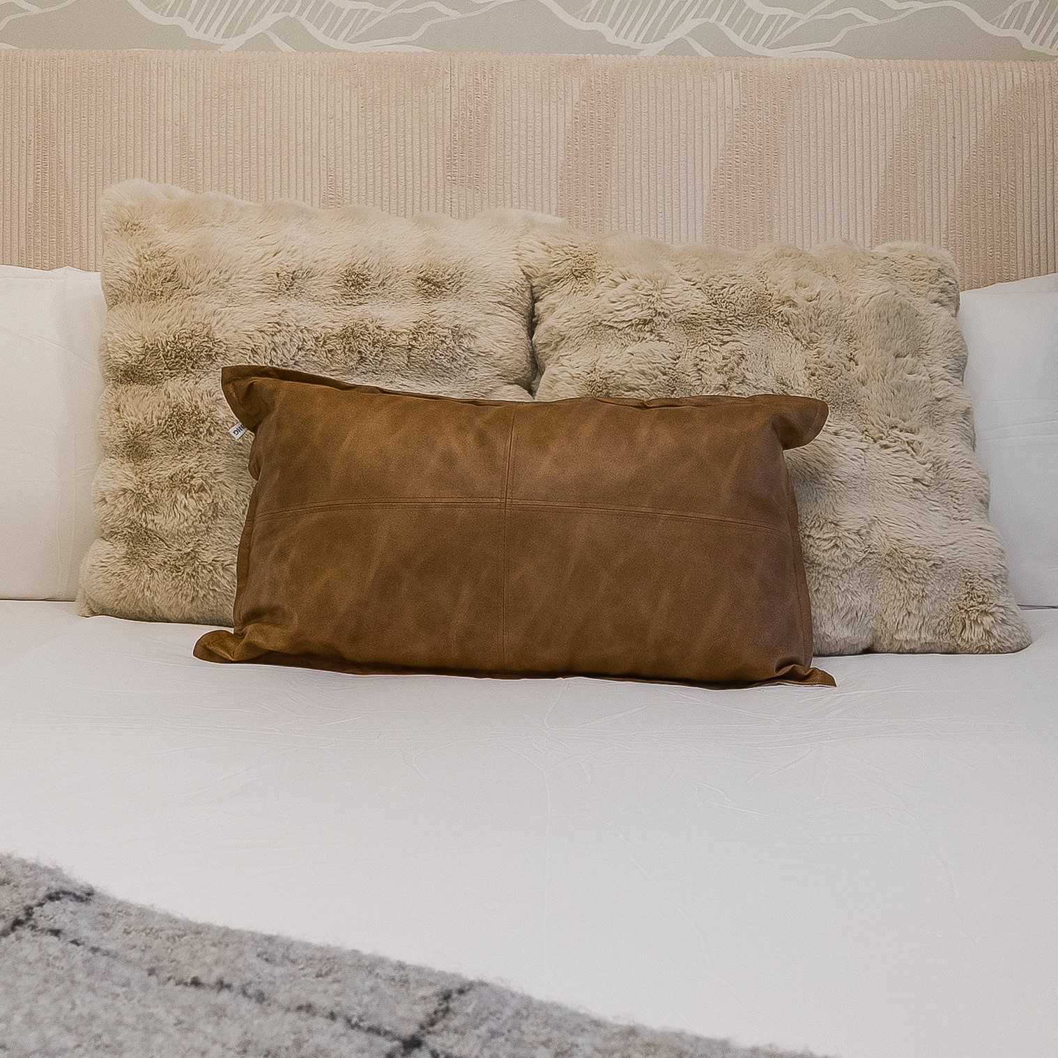 BHG Beige Vegan Leather Decorative Pillow