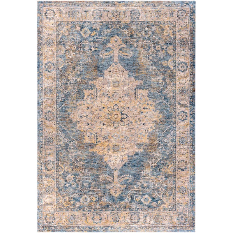 Andover Mills Allie Oriental Power Loom Bluebeige Area Rug