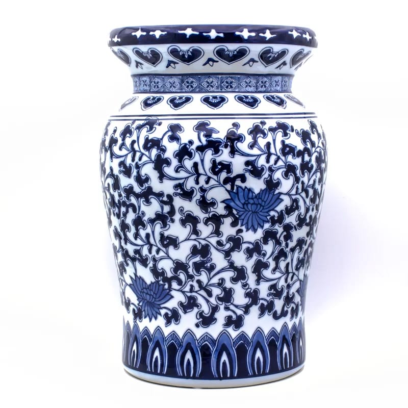 Blue Garden White 16" Lotus Podium Stool