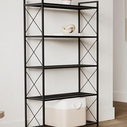 5-Tier Metal Storage Rack, Shelving Unit with X Side Frames, Dense Mesh, 12.6 x 31.5 x 57.3 Inches