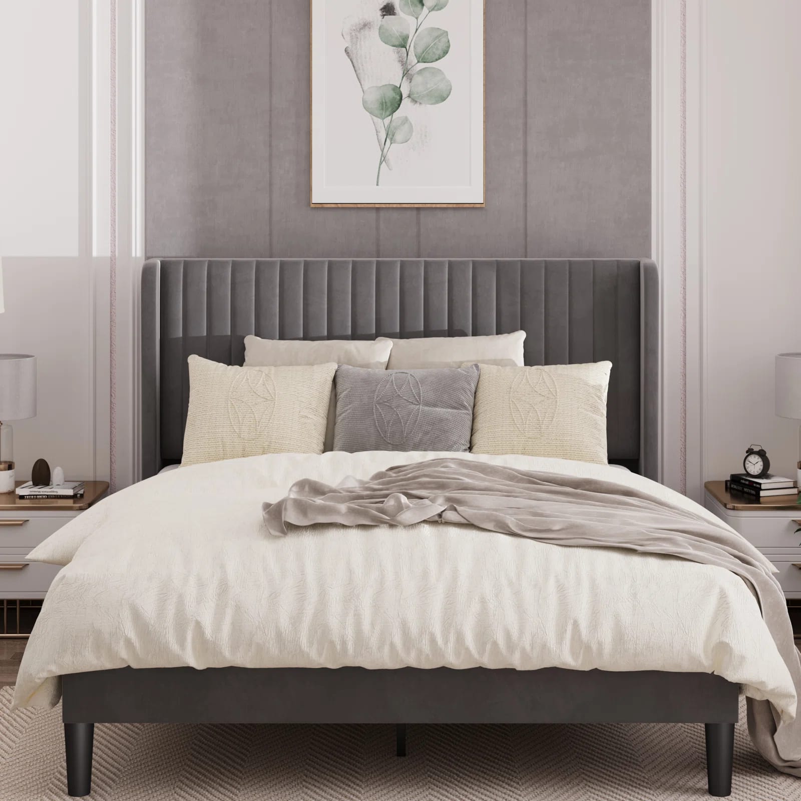 Candler Upholstered Platform Bed with Wingback