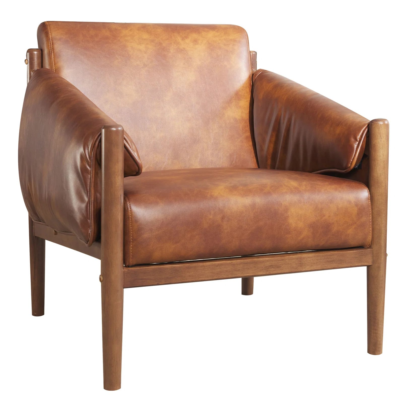 Jahzir 29.5'' Wide Vegan Leather Upholstered Accent Chair with Removable Arm Cushions