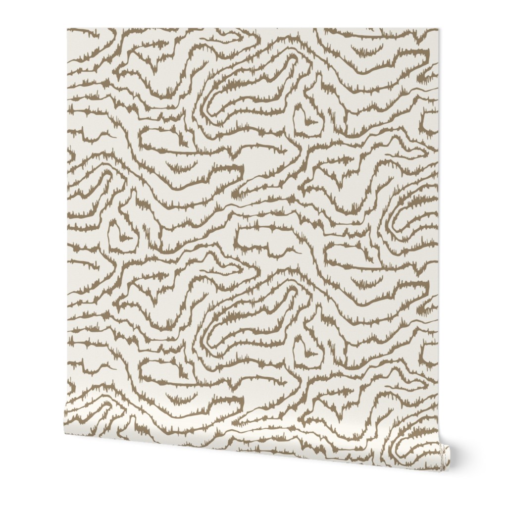 Wallpaper in Large Heatwave Whithall Brown on Cream