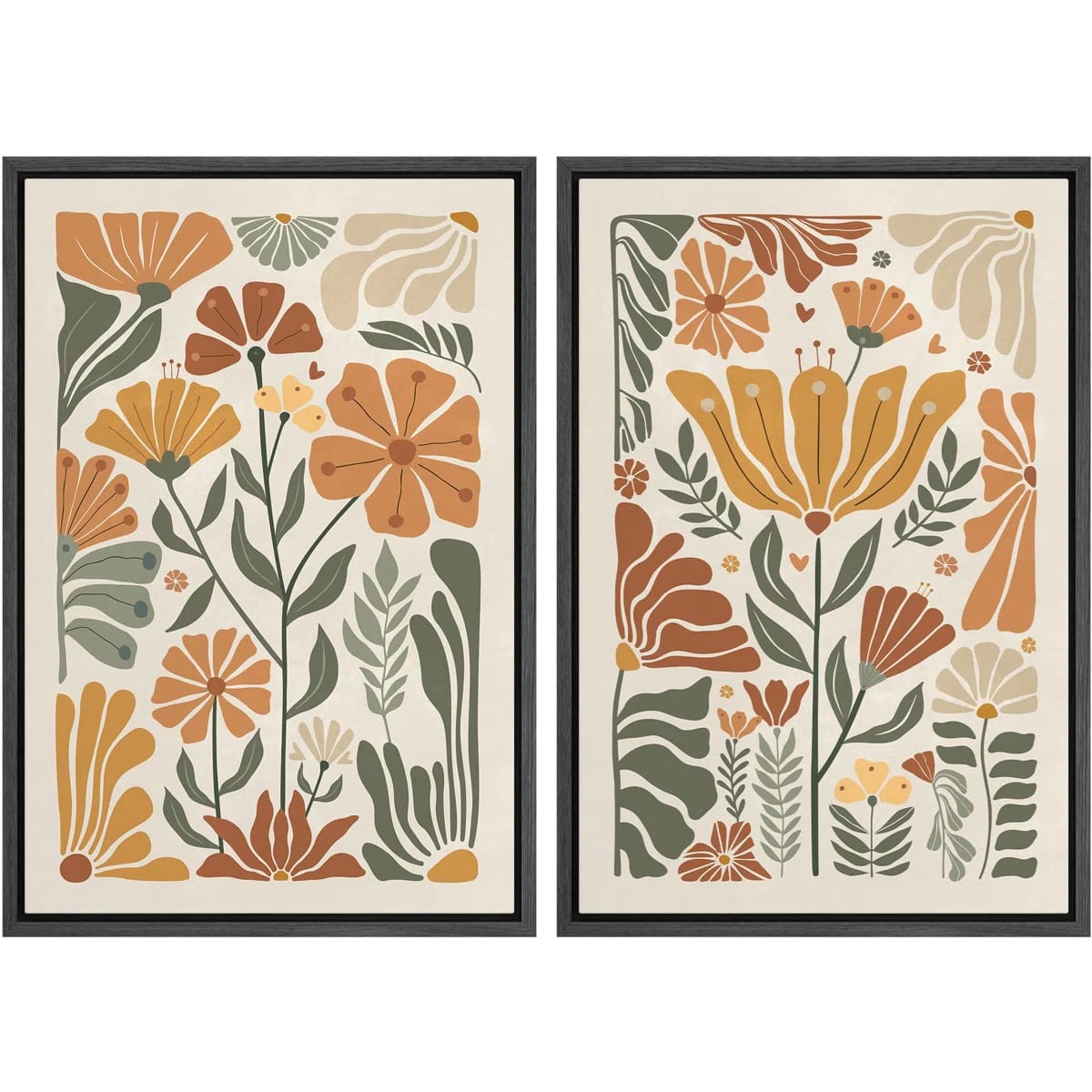" Vintage Flower In Pastel Modern Art Wall Decor Artwork Nordic Nature " 2 - Pieces