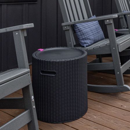 Cool Stool Graphite Round Resin Outdoor and Indoor Side Table With Cooler