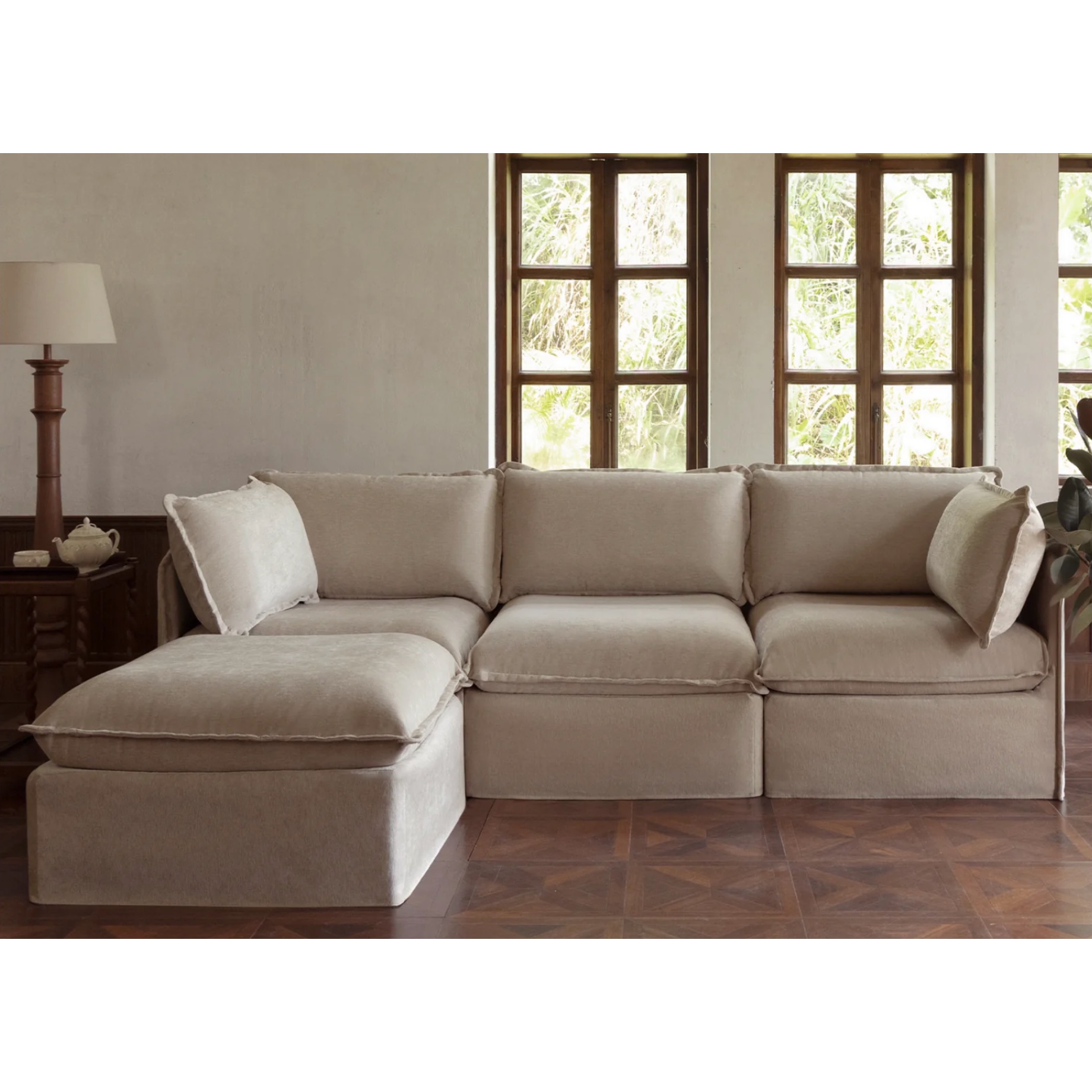 Modular Washable 3-seater Sectional In Mist | Memorix+ Seat | Contour