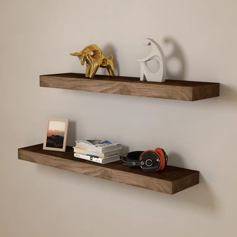 Dodgen 2 Piece Solid Wood Floating Shelf