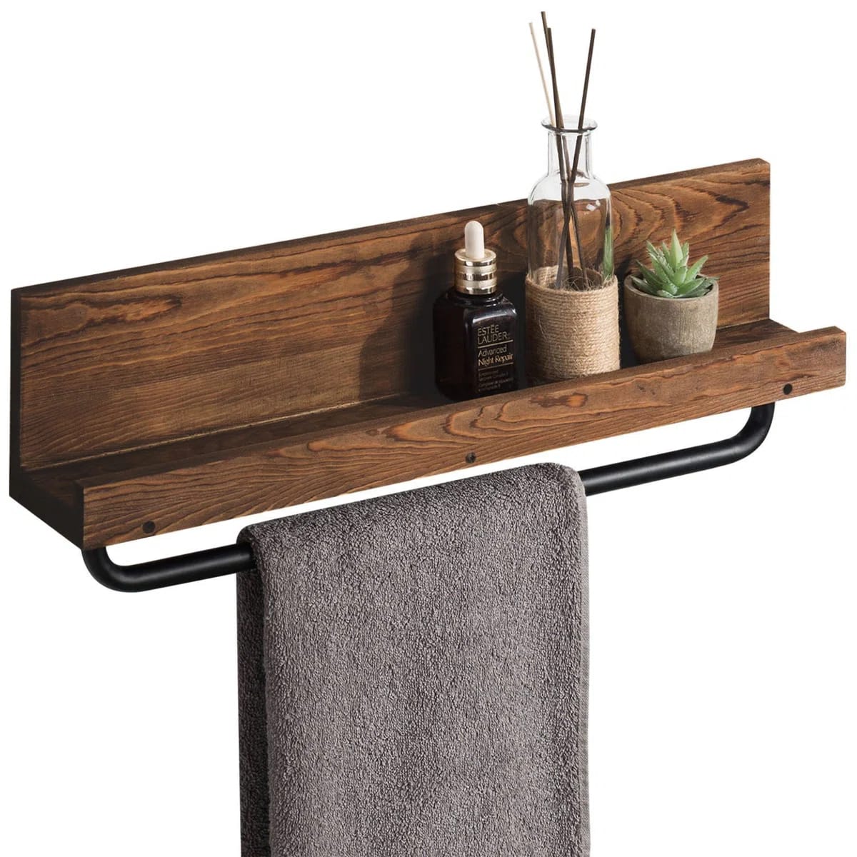 Wood 1 Wall Towel Rack WAYBATH0244BRN