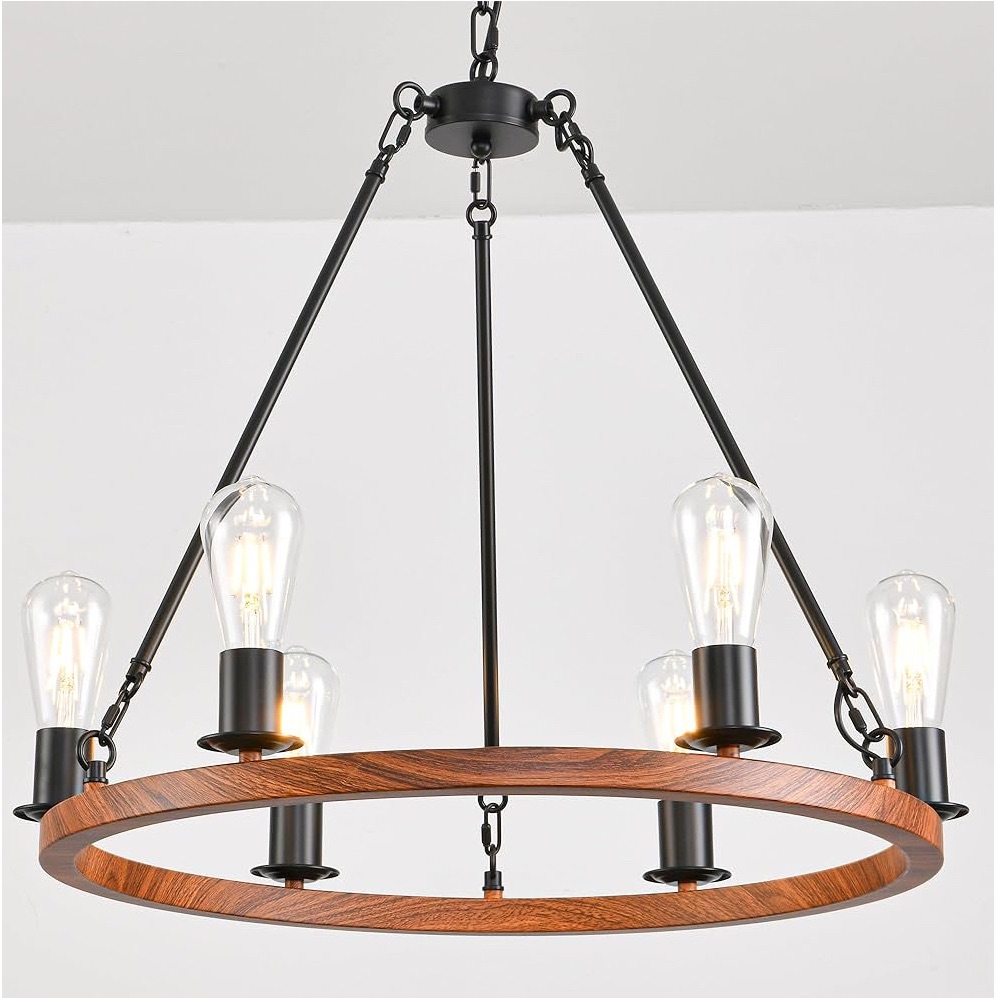 Hermnjakk Wagon Wheel Chandelier 25-inch 6-light