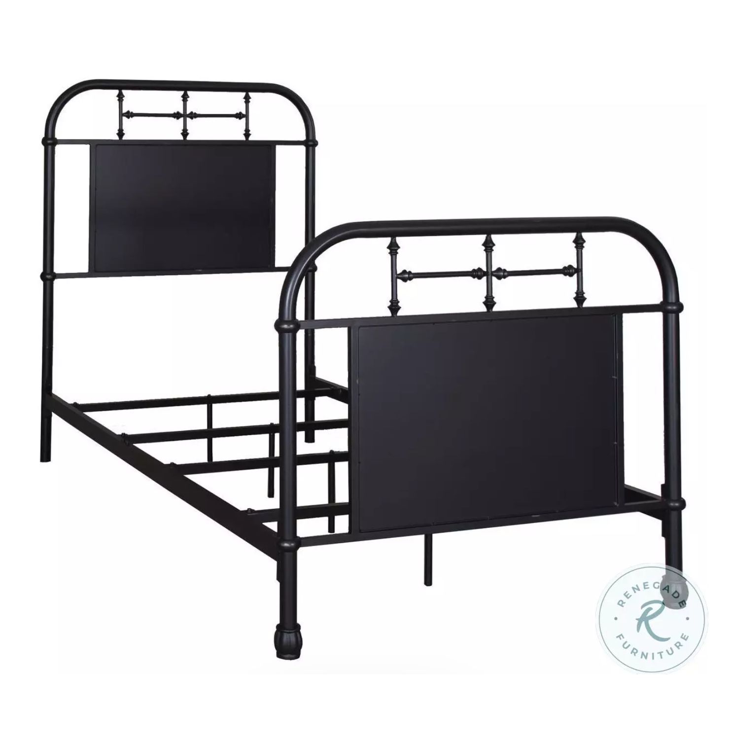 Heritage Series Distressed Black Twin Metal Bed