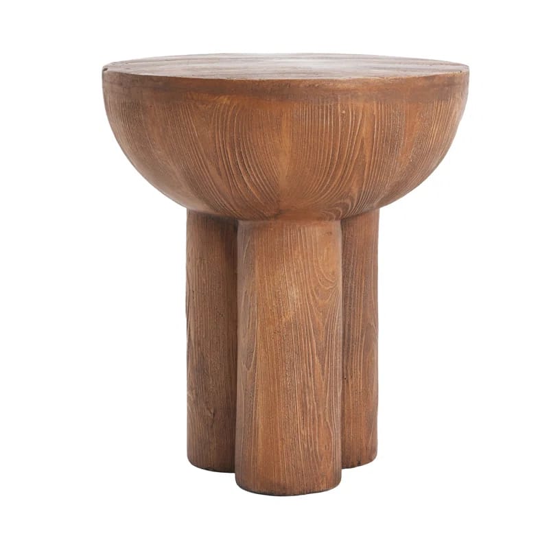 Laneyah Outdoor Magnesium Oxide Side Table With 3 Cylindrical Legs