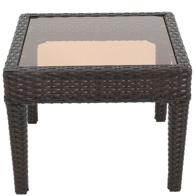 Jermaine Outdoor Brown Wicker Side Table