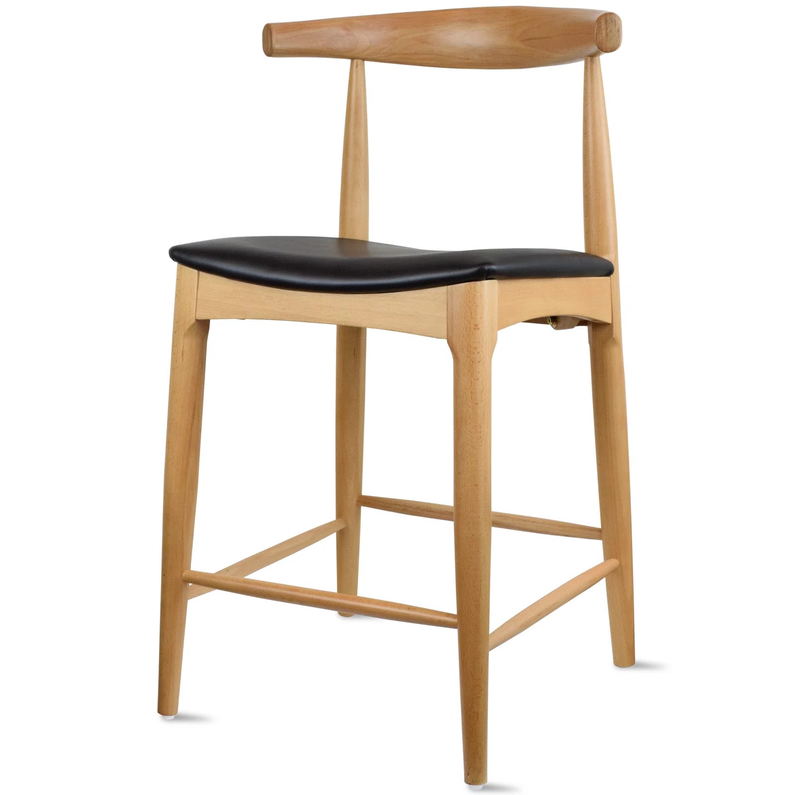 Hialmar Counter Height Stool Farmhouse Open Back Padded Cushion Wood Kitchen Chairs (Set of 2)
