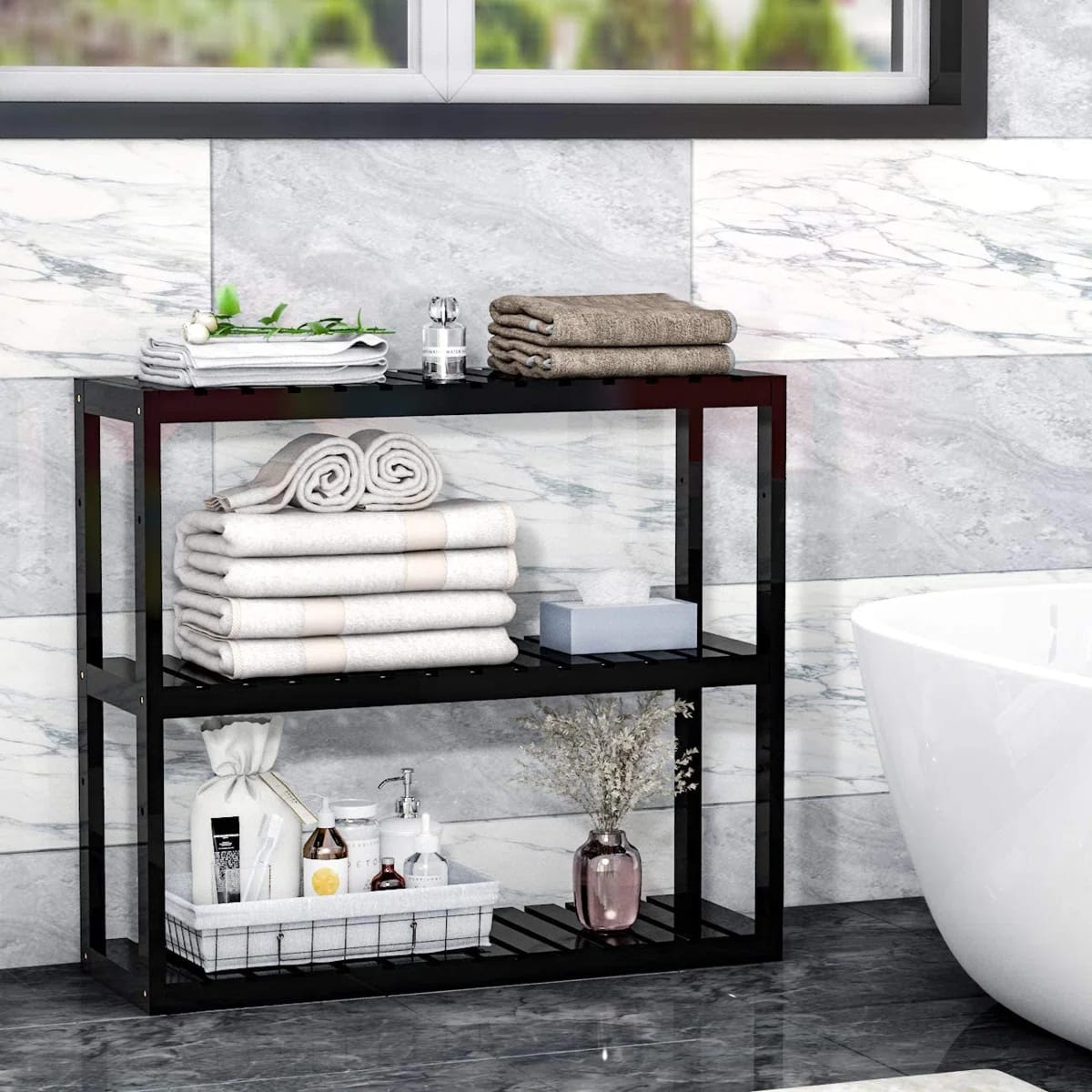 Brunetto Wicker Freestanding,Wall Bathroom Shelves