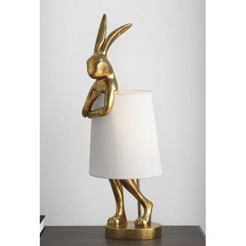 Mercury Row Chester 27 Resin Rabbit Lamp With Linen Shade Gold
