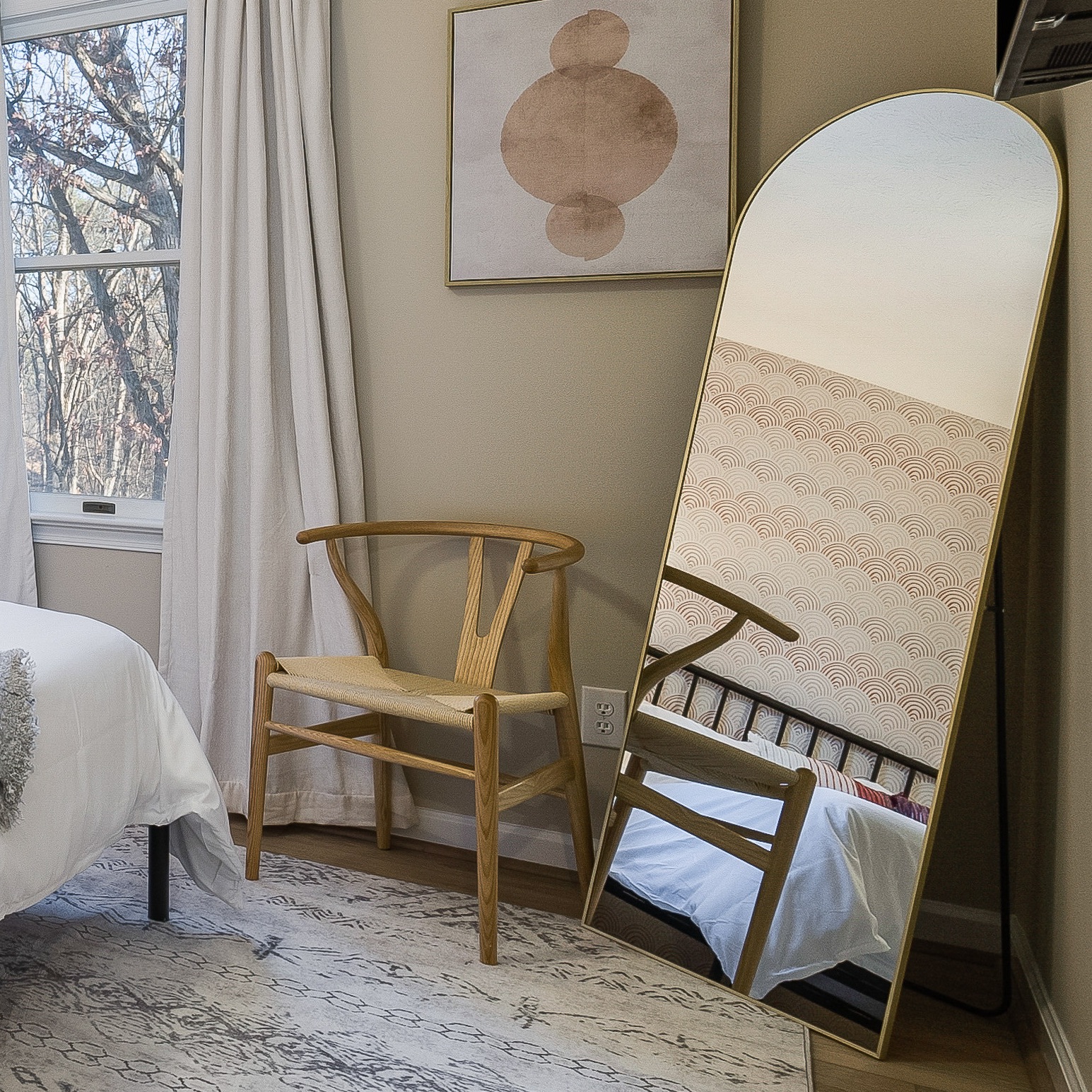 HARRITPURE 64"x21" Arched Full Length Mirror Free Standing Leaning Hanging Mounted Mirror Aluminum Frame Modern Simple Home Decor for Living Room Bedroom Cloakroom, Gold