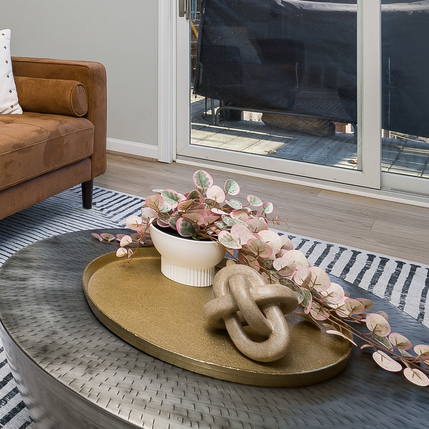 17.6" Round Aluminum Tray Gold - Threshold