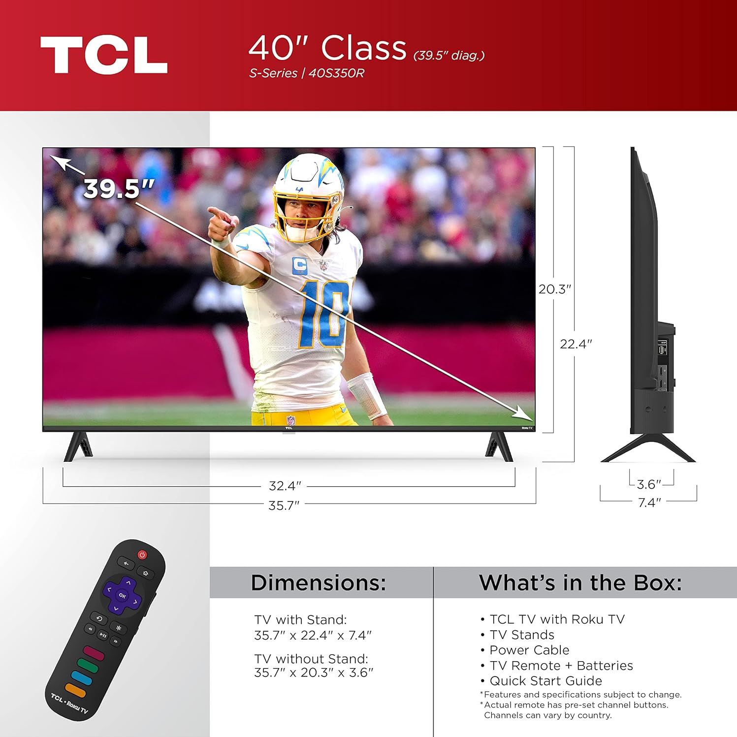 TCL 40-Inch Class S3 1080p LED Smart TV with Roku TV