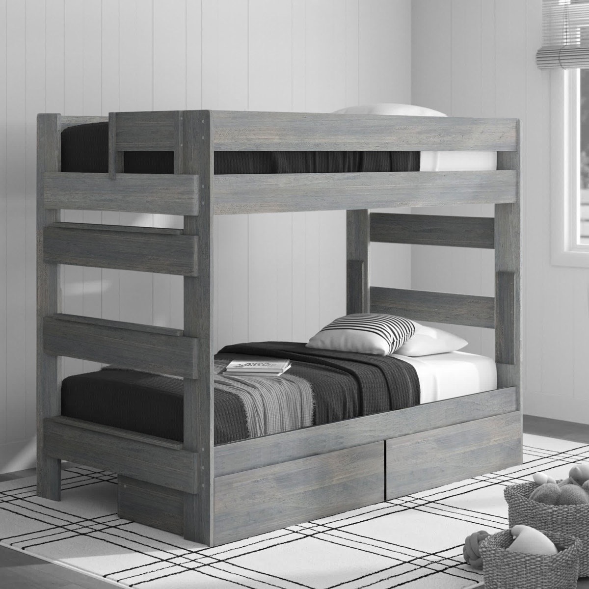 Viv Rae Decimus Twin Over Twin 2 Drawer Solid Wood Standard Bunk Bed