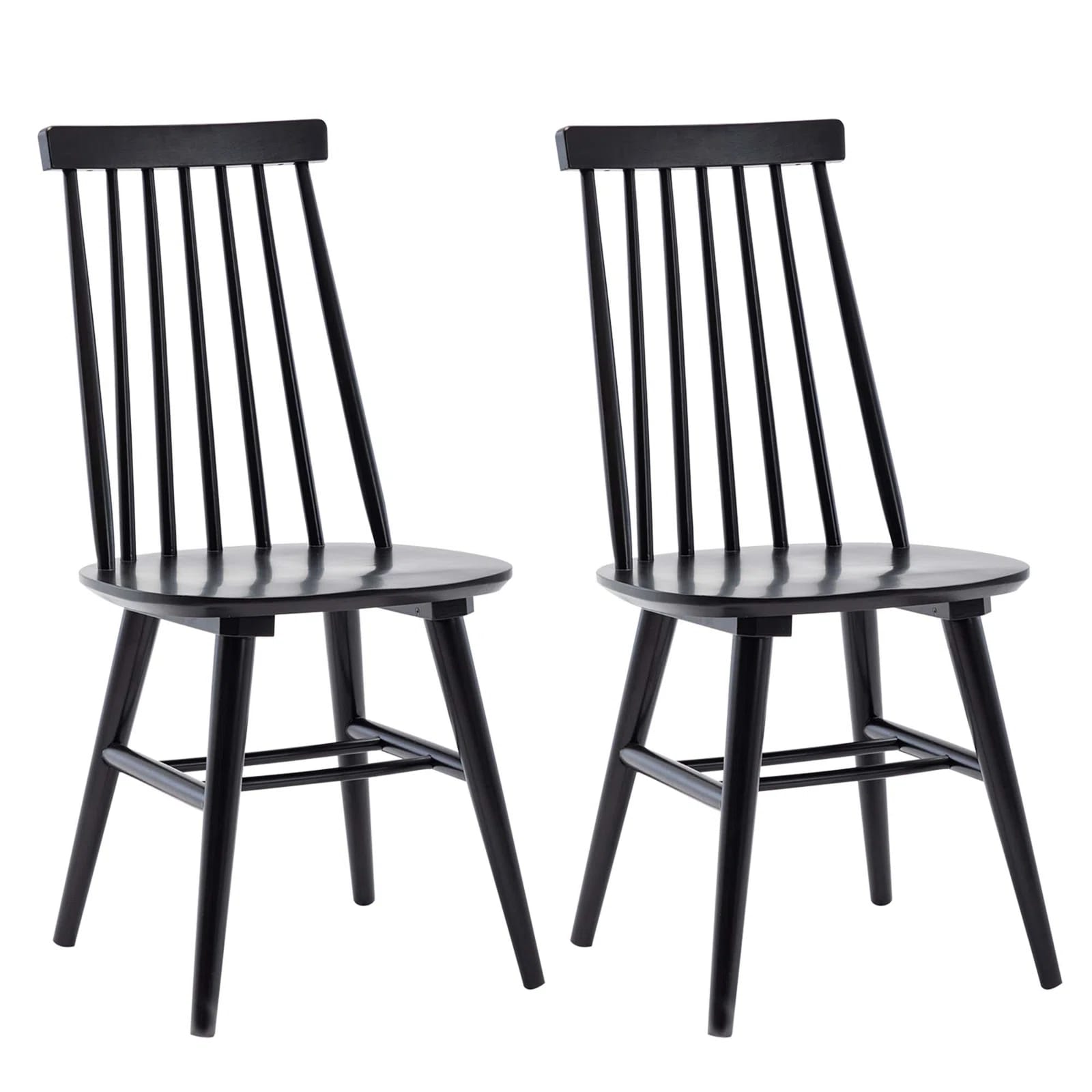 Alvie 17" Wide Modern Farmhouse Windsor Back Solid Wood Dinning Chairs (Set of 2)