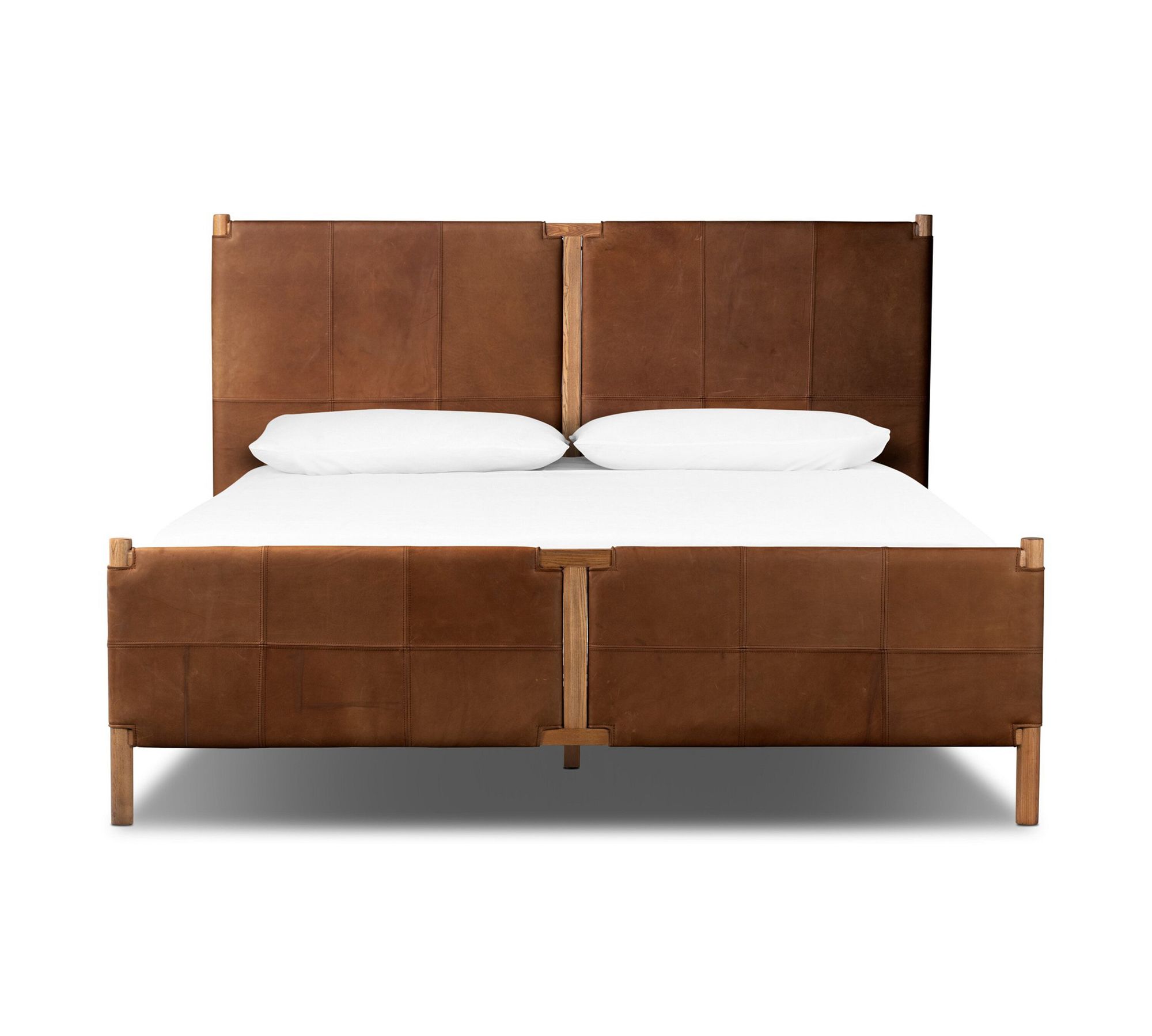 Hester Leather Platform Bed, King, Heirloom Sienna